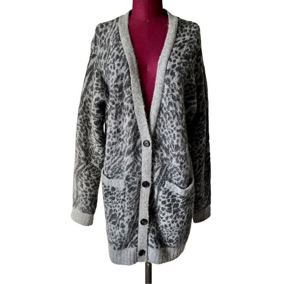 Rails Oslo Printed Alpaca & Wool-Blend Cardigan size L Gray Black - Picture 8 of 13